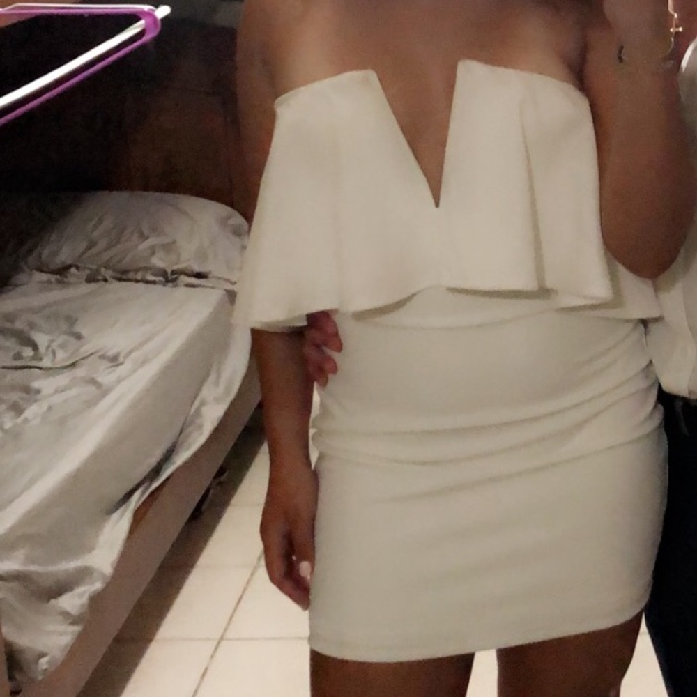 white semi formal mini dress